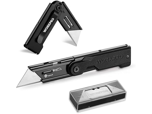 WORKPRO Folding Utility Knife, Black