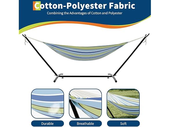 Double Hammock Steel Stand 450lb Rainbow