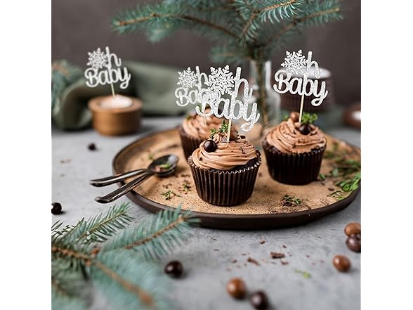 Gyufise Snowflake Oh Baby Cupcake Topper