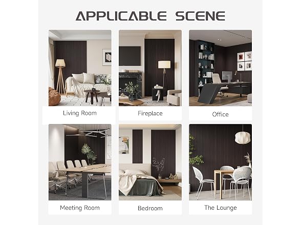 POHARE Wood Slat Wall Panels Black 2Pk