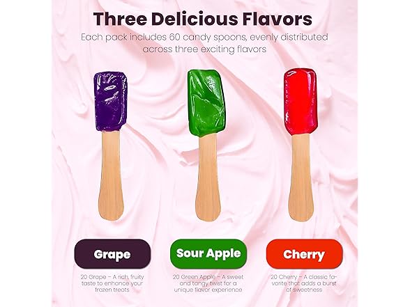 Perfect Stix Snow Cone Candy Spoons, 51 ct