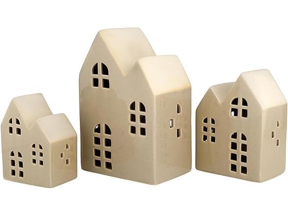3-Piece Ceramic House Holiday Décor Set