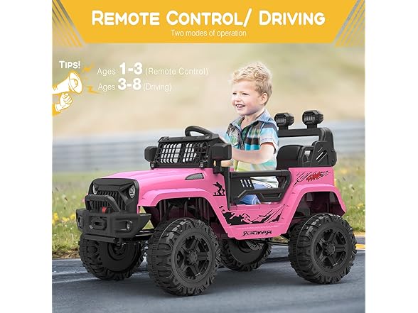 Hetoy 12V Kids Electric Vehicles Ride On Truck Car(Pink)