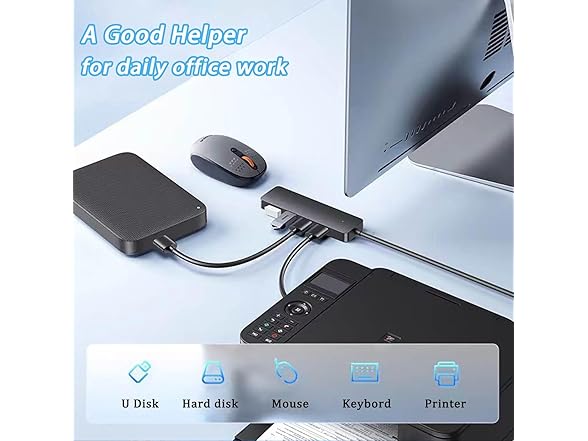 USB C Hub 3.0, AKWOR 4-Port USB Extender