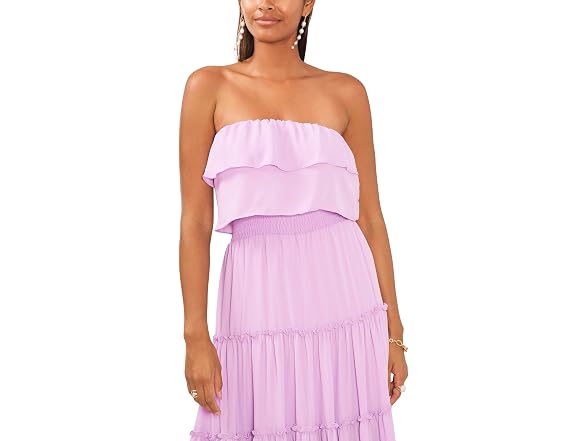 1.STATE Strapless Smocked Waist Tiered Maxi Dress