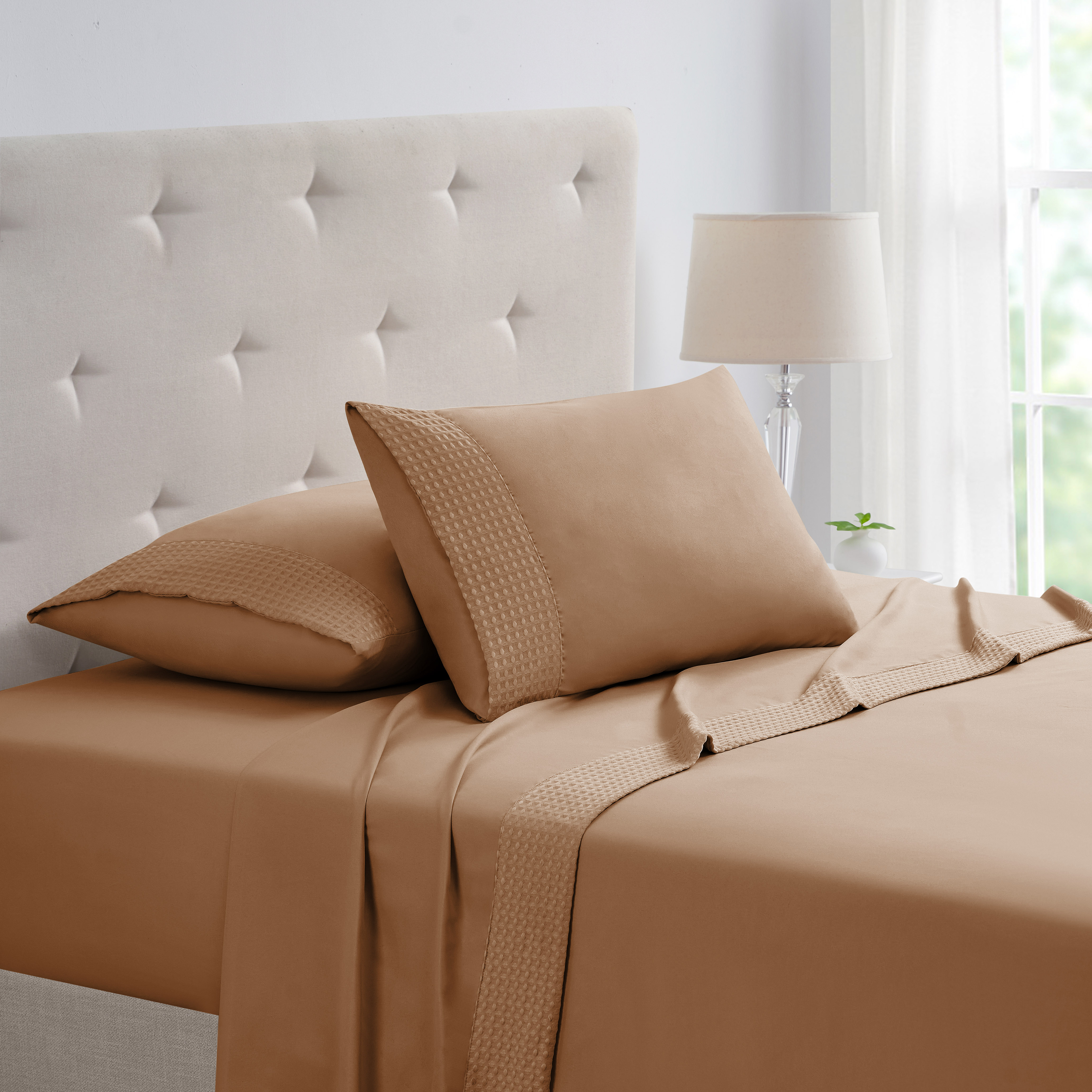 Rayon From Bamboo 4Pc 1800 Count Waffle Hem Sheet Set - Gallery 17