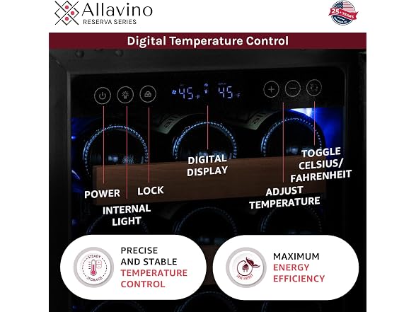 Allavino Reserva Series 30-Bottle Single Zone Built-in Wine Cooler Refrigerator