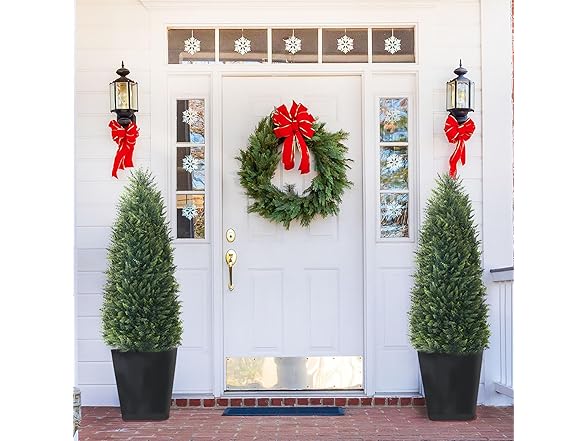 Set of 2 4FT Artificial Cedar Topiary Trees