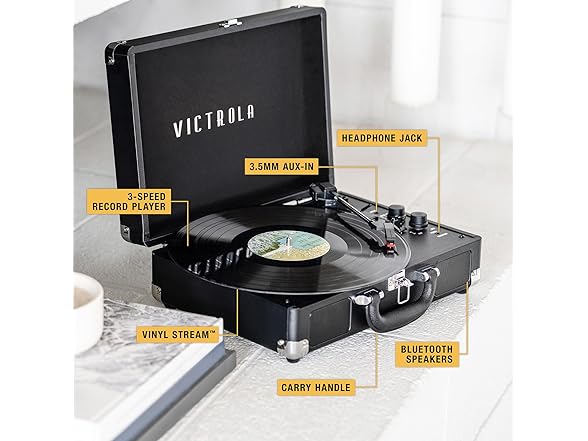 Victrola Journey+ Bluetooth Suitcase Record Player – Built-i (Open Box)