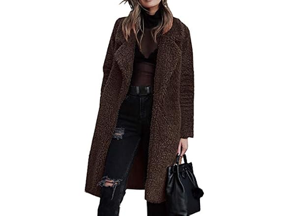 Angashion Women's (XL) Women's Fuzzy Fleece Lapel