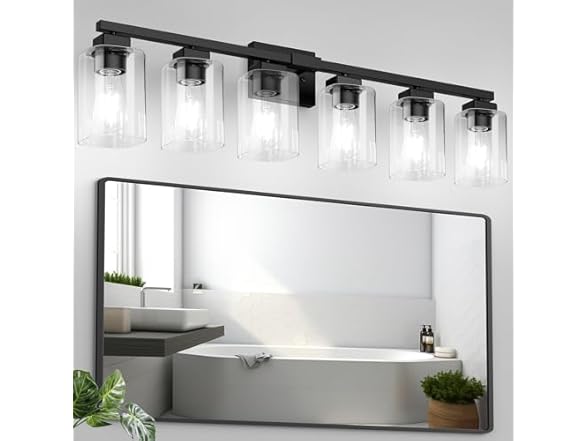 BesLowe 37" 6-Light Bathroom Light Fixture, Black