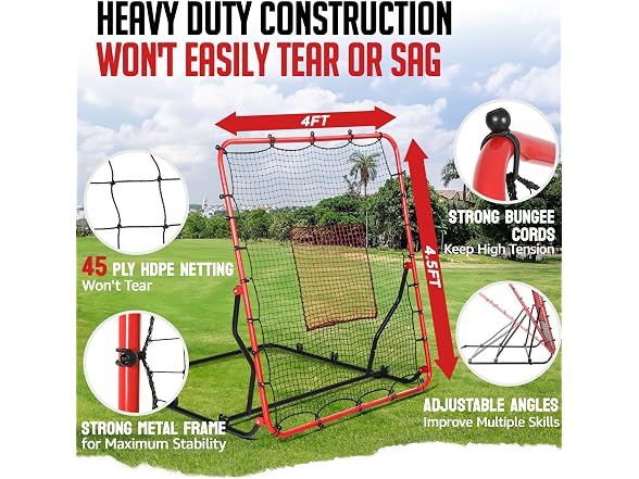 ZEALFEEL 4x4.5FT Baseball Rebounder Net
