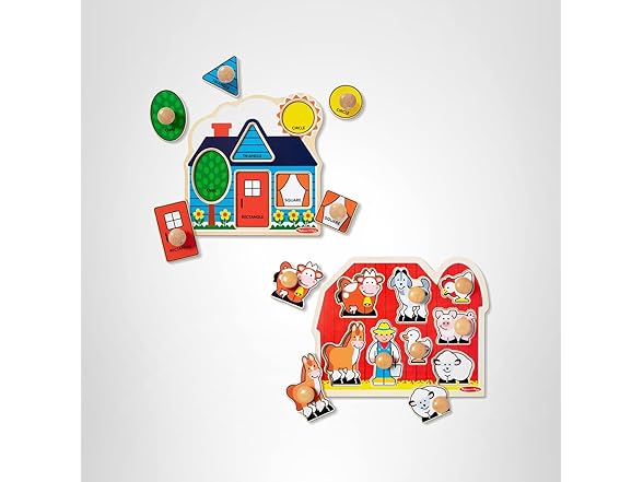 Melissa & Doug Wooden Jumbo Knob Puzzle 2-Pack