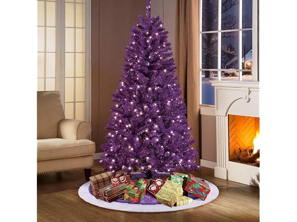 yuboo Purple Lavender Tree Skirt, 36" Faux Fur