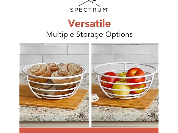 Spectrum Euro White Wire Fruit Basket