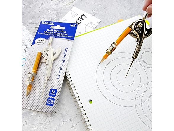BAZIC Geometry Math Compass Set w/Scale