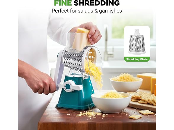 NutriChef 3 in 1 Cheese Grater & Shredder  Green