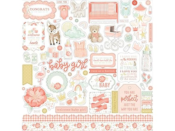 It's A Girl Cardstock Stickers 12x12"