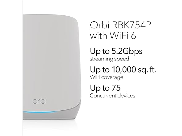 NETGEAR Orbi Whole Home Tri-Band WiFi 6 Mesh Network System (RBK754P) - Gallery 2