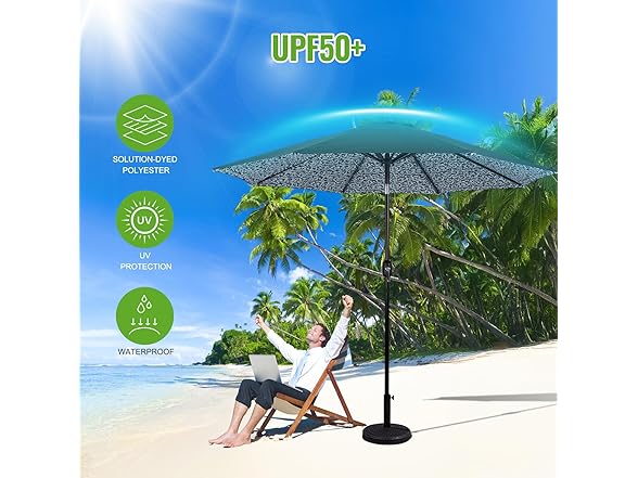 Backyard Expressions 9FT Solar Patio Umbrella
