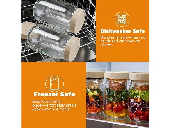 WAWINY 32oz Glass Salad Jars 4 Pack
