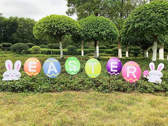ALISSAR Large Easter Bunny Egg Signs