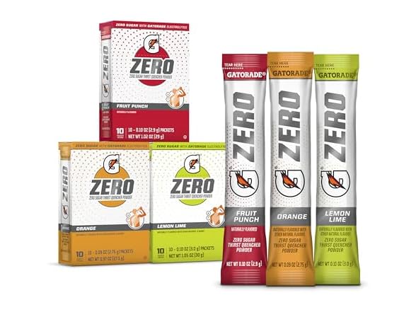 30PK Gatorade G Zero Sports Drink Mix Powder