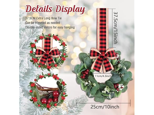 UJG 4PACK Mini Christmas Wreaths