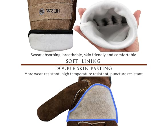 WZQH GAR-22 WZQH Leather Work Gloves, L