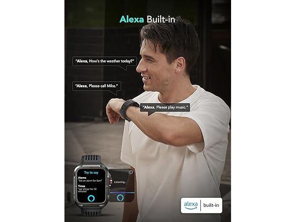 SKG 1.8" Men's Military Smartwatch for Android & iPhone with Alexa Built-in