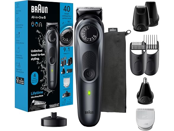 Braun All-in-One Men's Shaving Kit Series 5 5490, 9-in-1