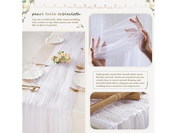 YOUMEHOME 60x120 Inch Pearl Table Cloth, 4PK