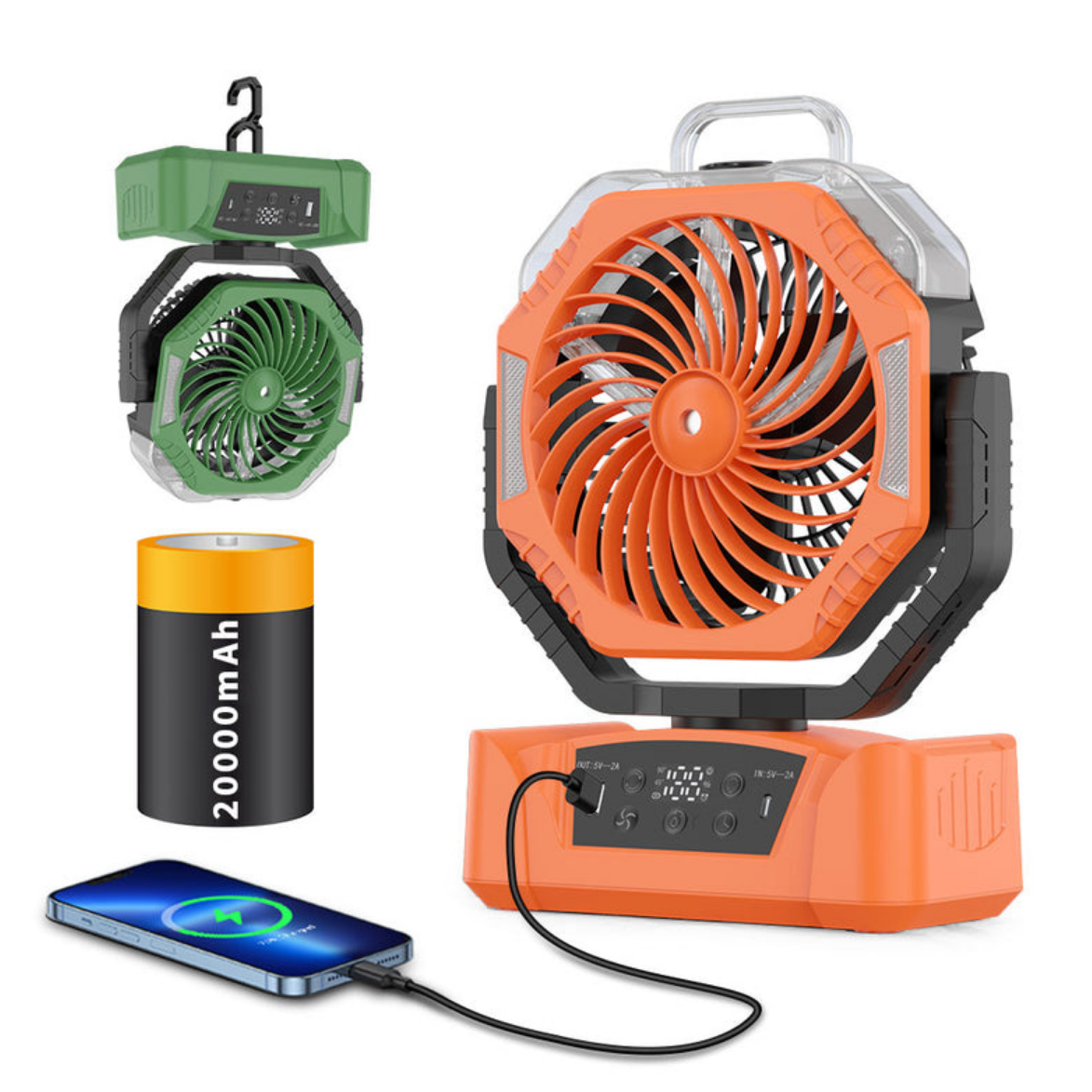 Rechargeable Camping Fan with Mist - Gallery 7