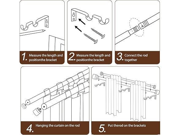 Double Curtain Rod, 72-144", Black