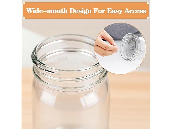 WAWINY 32oz Glass Salad Jars 4 Pack
