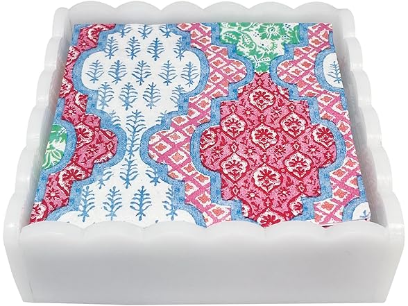 MARIPOSA PROVENCAL SCALLOPED COCKTAIL NAPKIN BOX SET