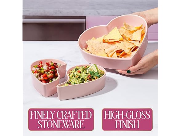 Paris Hilton Iconic Ceramic Stoneware Heart Serving Dish Set