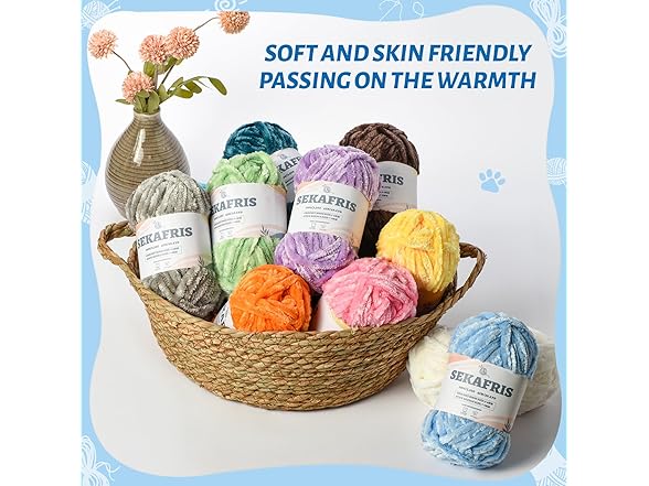 Sekafris Fuzzy Chunky Chenille Yarn for Crochet