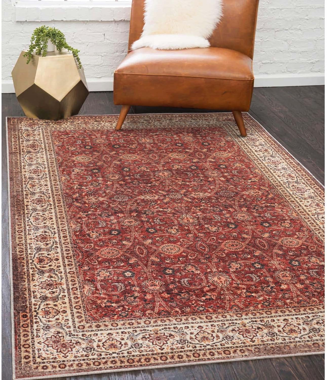 Superior Boho Floral Medallion Washable Rug - Gallery 15