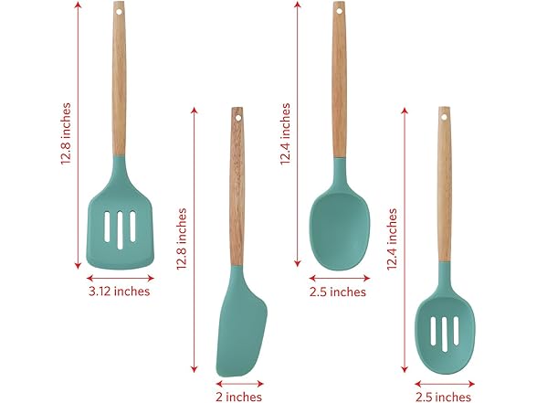 Glad Silicone Kitchen Utensils Set, 8pcs Teal Green