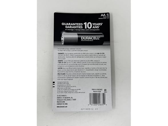 Duracell Rechargeable AA 2500Mah Premium Cells Batteries, 6pcs