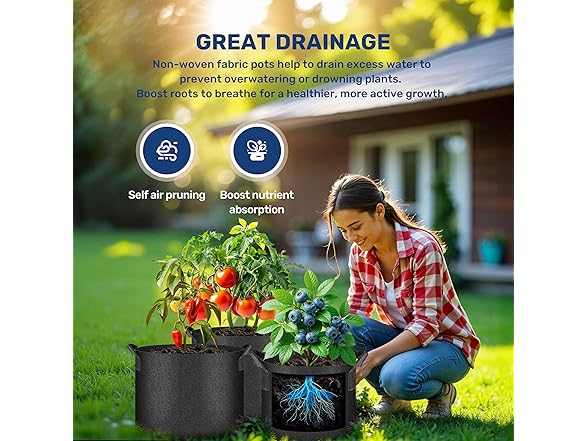 Simple Deluxe 12 Pack 15 Gallon Grow Bags
