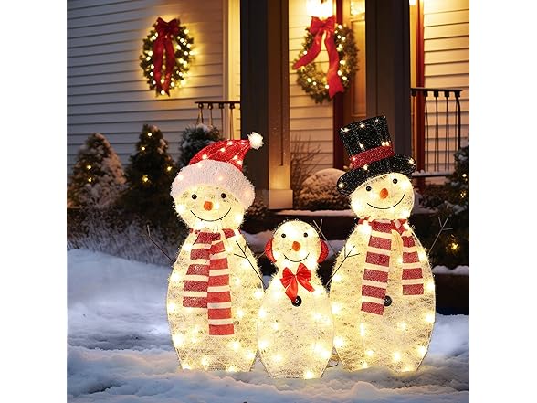 LuxenHöme 30" Lighted Snowman Family