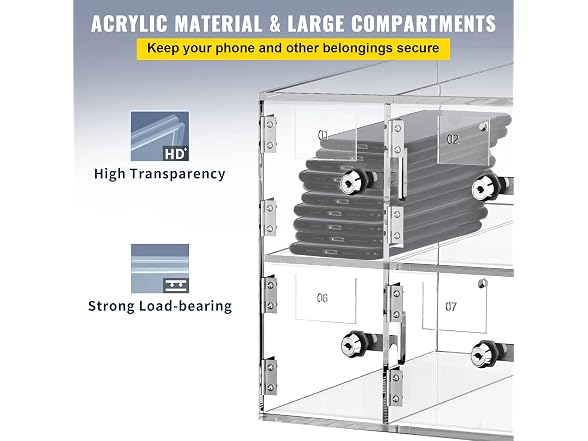 Cell Phone Storage Locker, 10 Slots Acrylic