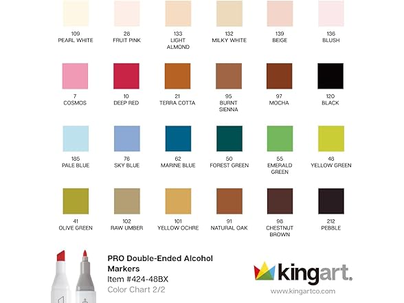 KINGART PRO Double-Ended Art Markers 48 Colors