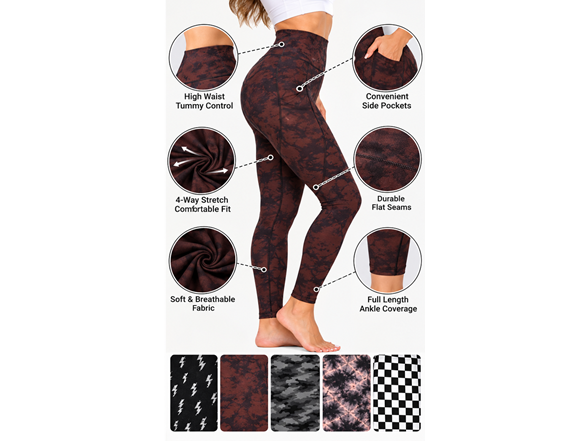 (5PK) Women's Leggings W/ Pockets