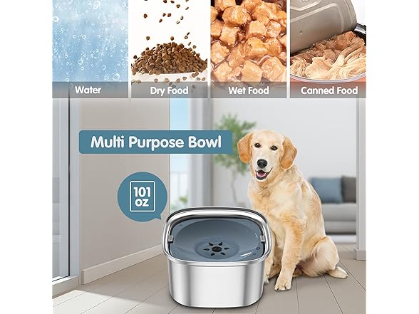 UPSKY 0128-3L Dog Water Bowl-Blue