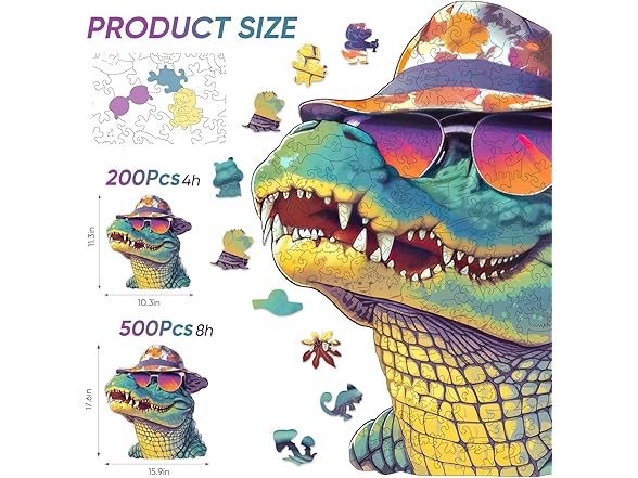 200 Pcs Wooden Crocodile Puzzle