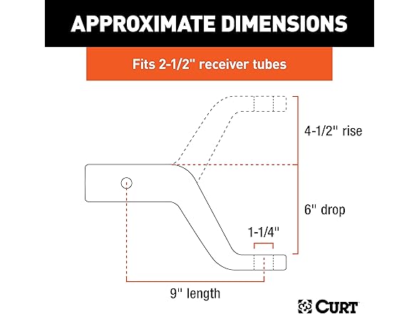 CURT 45459 Forged Trailer Hitch Ball Mount, 2-1/2-Inch Receiver