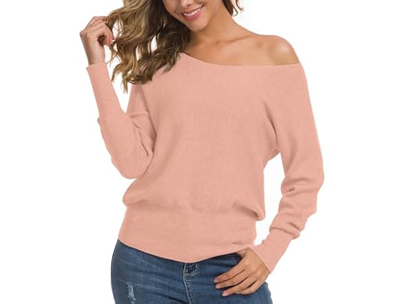 Feiersi Women (L) Off Shoulder Sweater Pullover